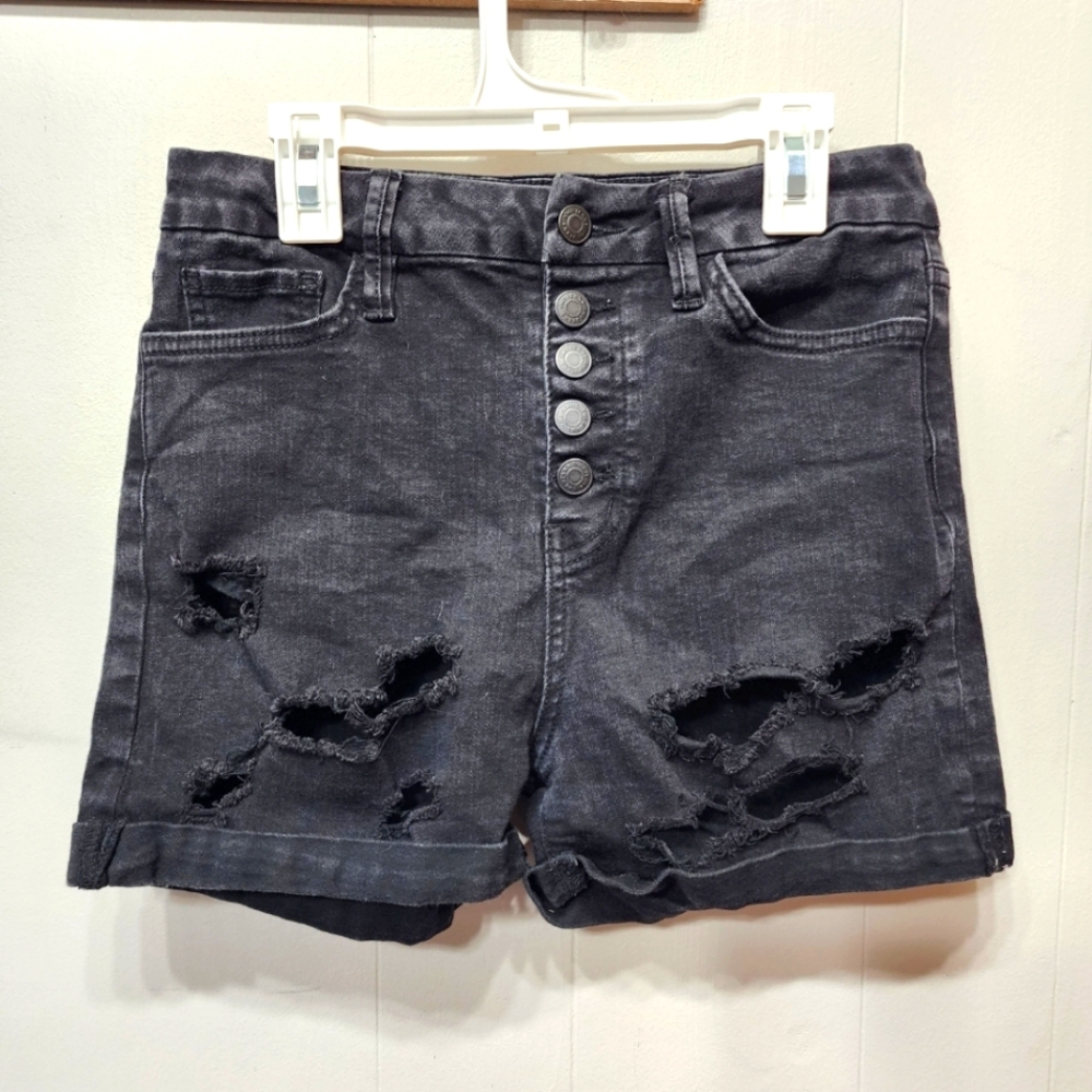 YMI Shorts Size 7 28 Denim Distressed Black Curvy‎ Fit C225